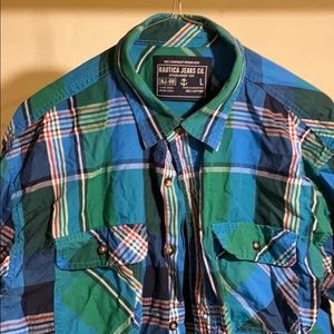 Nautica Jeans Green & blue patterned button shirt